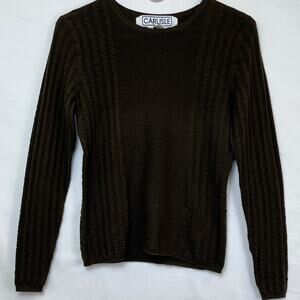 Carlisle Women's Med BrownLong Sleeve Textured Pullover 100% Merino Wool Sweater